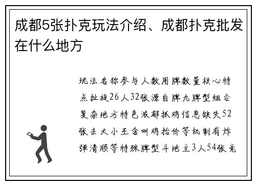 成都5张扑克玩法介绍、成都扑克批发在什么地方